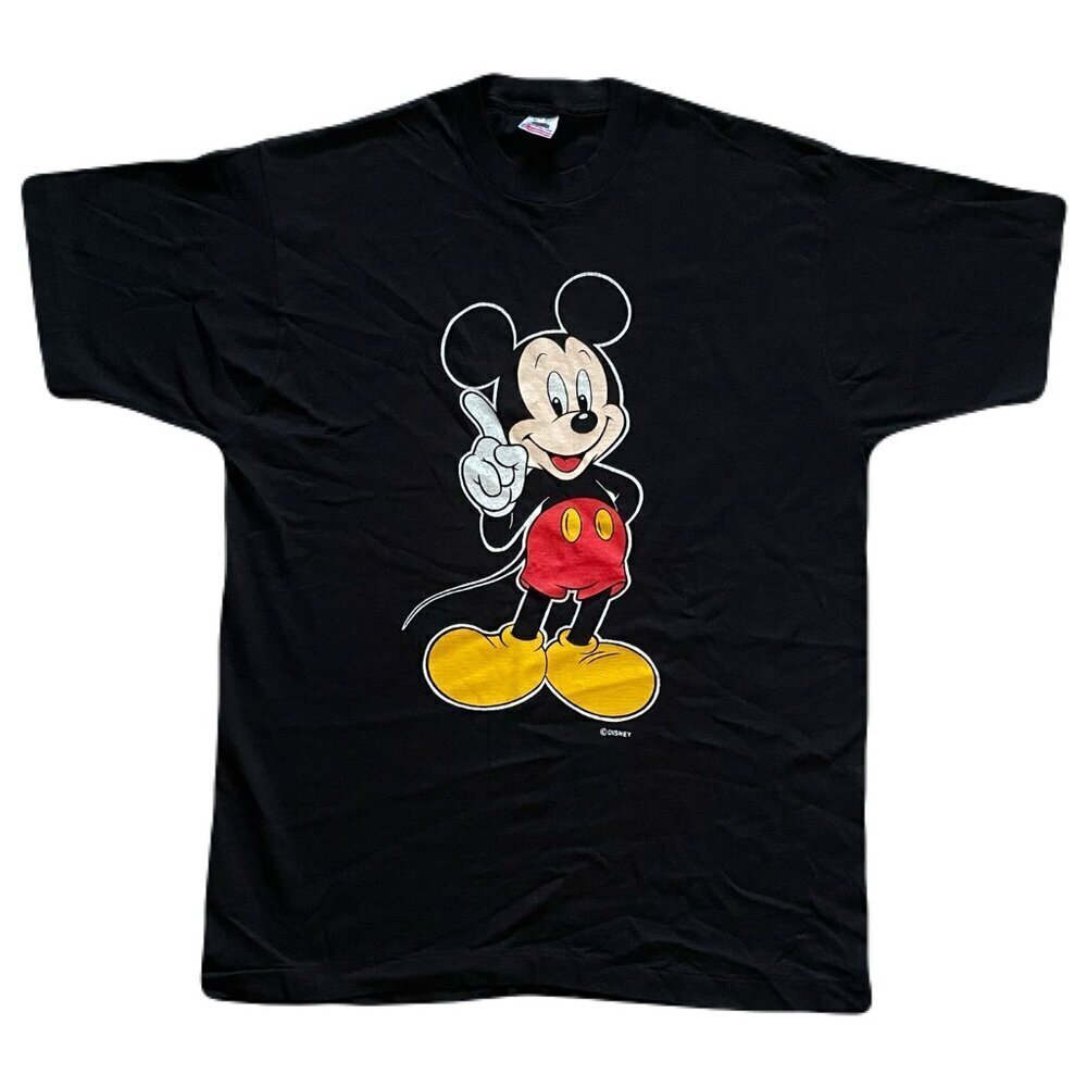 Mickey Mouse Vintage Shirt Men XL Black Fruit Of The Loom Disney 90s NWOT